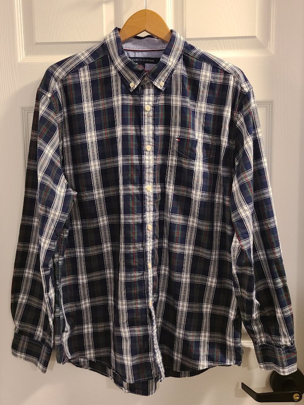 Mens Tommy Hilfiger Classic Fit Plaid Button Down L/S Shirt Size XL Multicolor